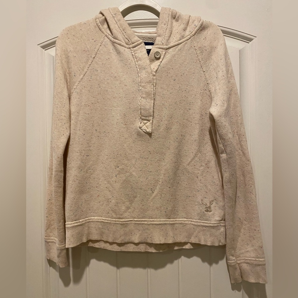 American Eagle Outfitters Speckled Cream Hoodie Medium (Fits Like Small)